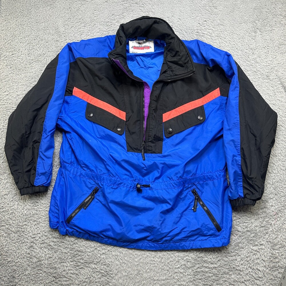 Vtg 90s Obermeyer Jacket Mens XL Blue Ski Breakinridge Hooded Pullover